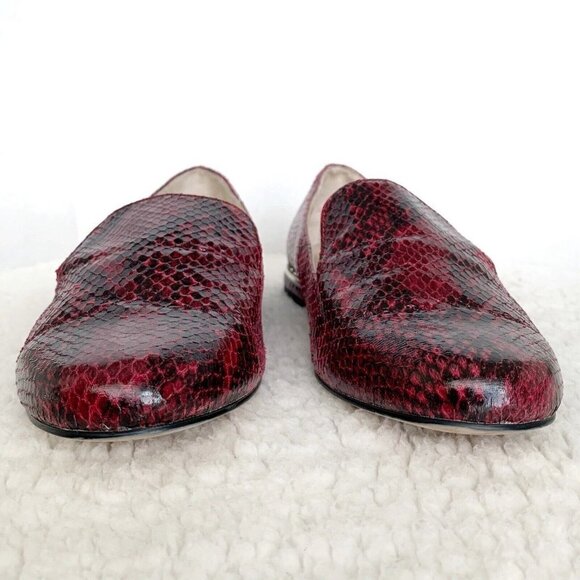 Zara Basic Burgundy Reptile Print Flat Loafers Womens 39 US 8 Beaded Detail - Picture 4 of 10